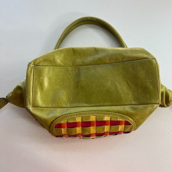 Sofia C. Handbag Green Red Genuine Leather Woven Pattern With Cut Out Charms - Picture 14 of 15